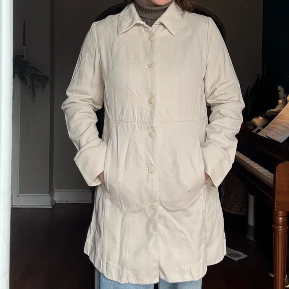 90s GAP 100% Cotton Jacket in Cream Size Large - Picture 3 of 12